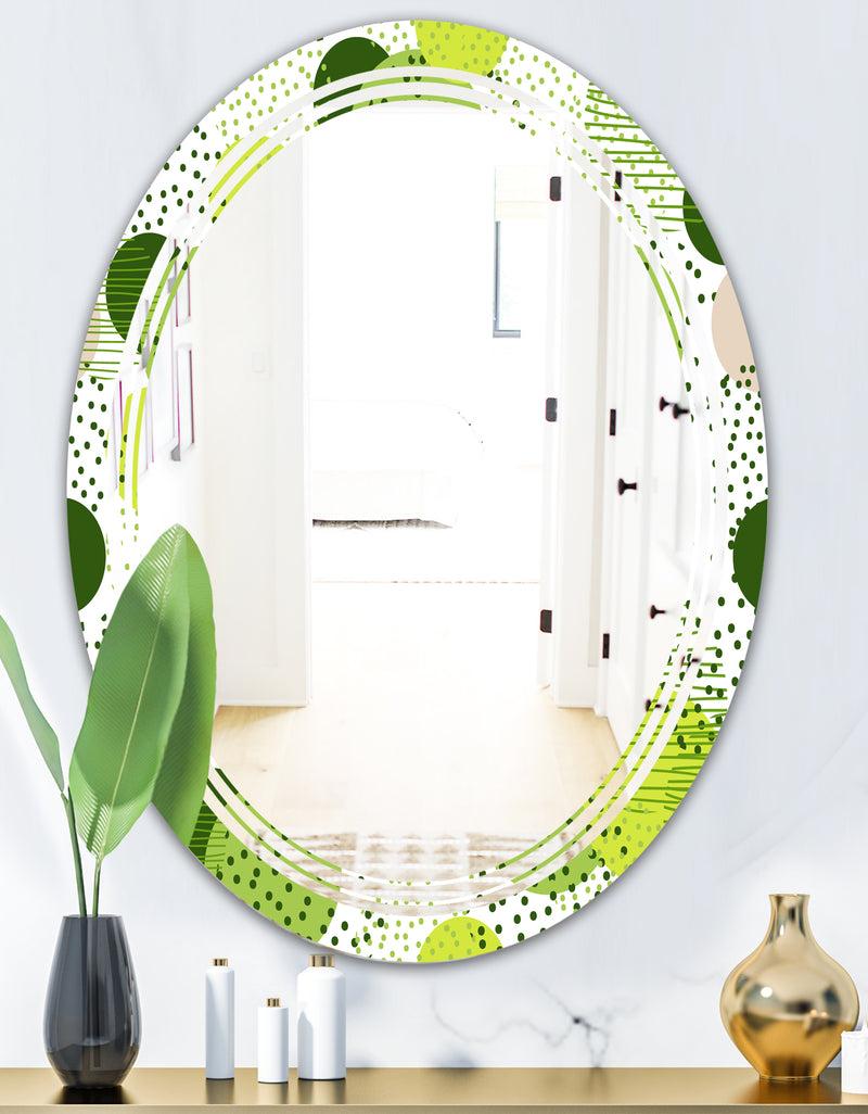 DesignQ Circular Abstract Retro Geometric X - Modern Round Or Oval Wall Mirror - Triple C