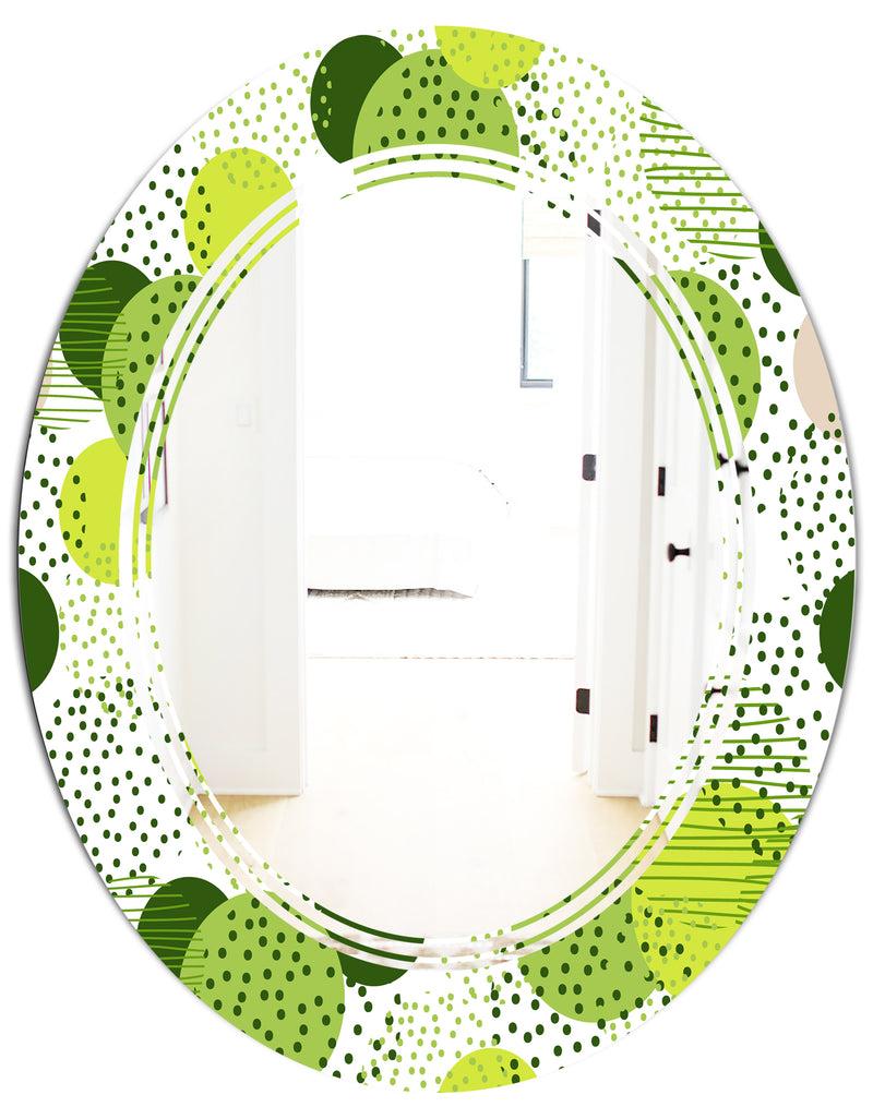 DesignQ Circular Abstract Retro Geometric X - Modern Round Or Oval Wall Mirror - Triple C