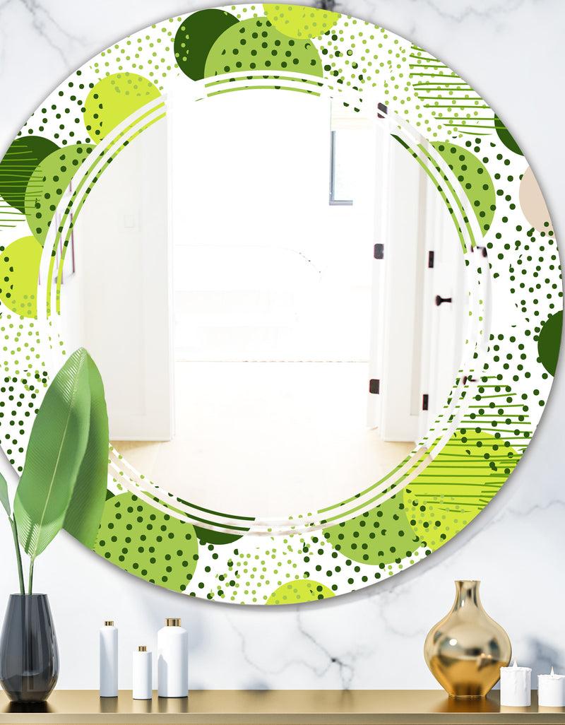 DesignQ Circular Abstract Retro Geometric X - Modern Round or Oval Wall Mirror - Triple C