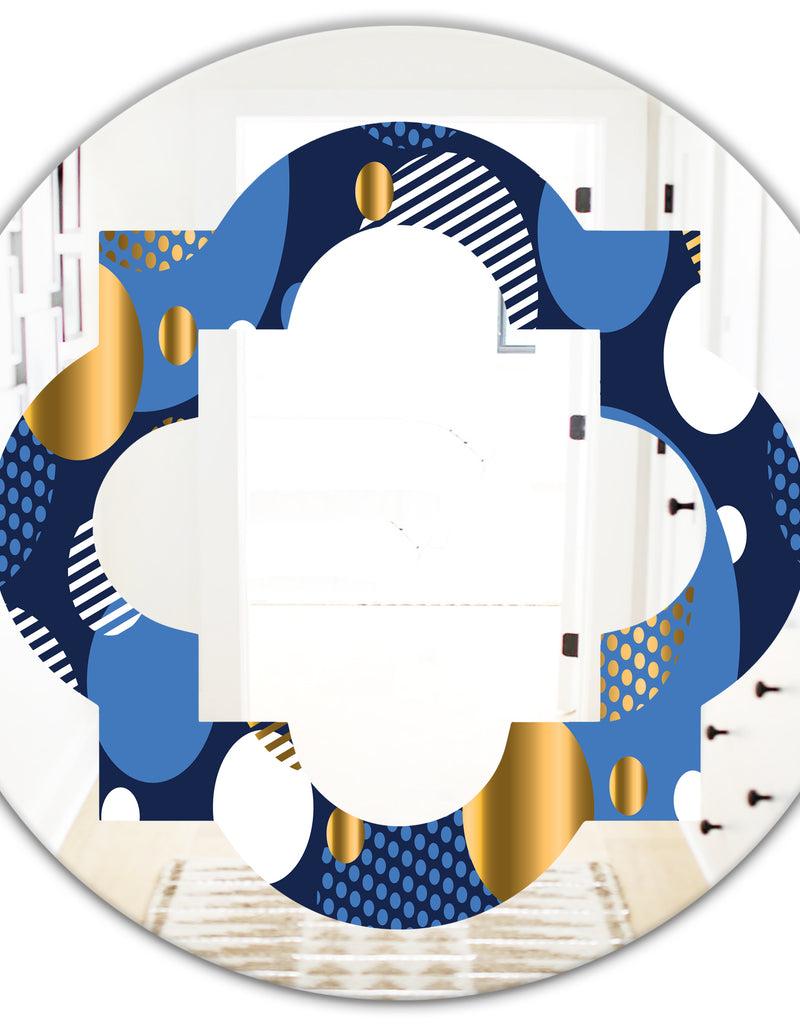 DesignQ Circular Abstract Retro Geometric XI - Modern Round Or Oval Wall Mirror - Quatrefoil