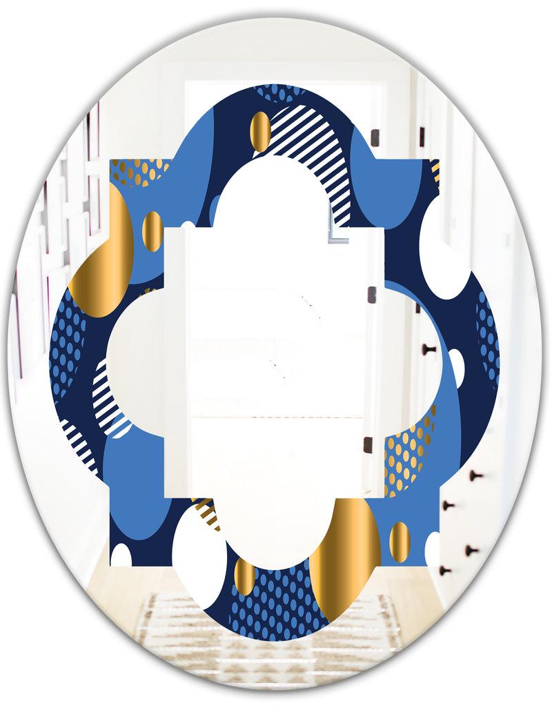 DesignQ Circular Abstract Retro Geometric XI - Modern Round Or Oval Wall Mirror - Quatrefoil