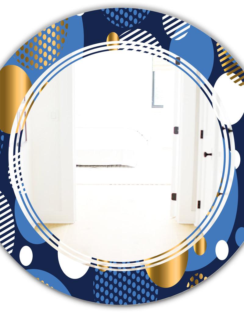 DesignQ Circular Abstract Retro Geometric XI - Modern Round Or Oval Wall Mirror - Triple C