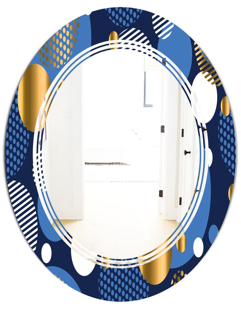 DesignQ Circular Abstract Retro Geometric XI - Modern Round Or Oval Wall Mirror - Triple C