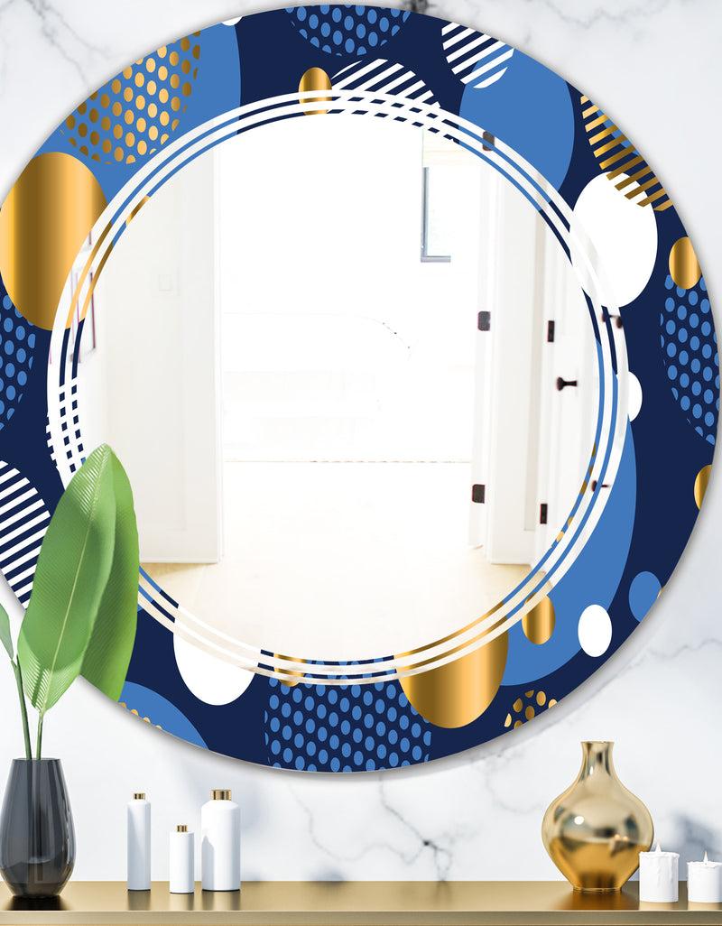 DesignQ Circular Abstract Retro Geometric XI - Modern Round or Oval Wall Mirror - Triple C