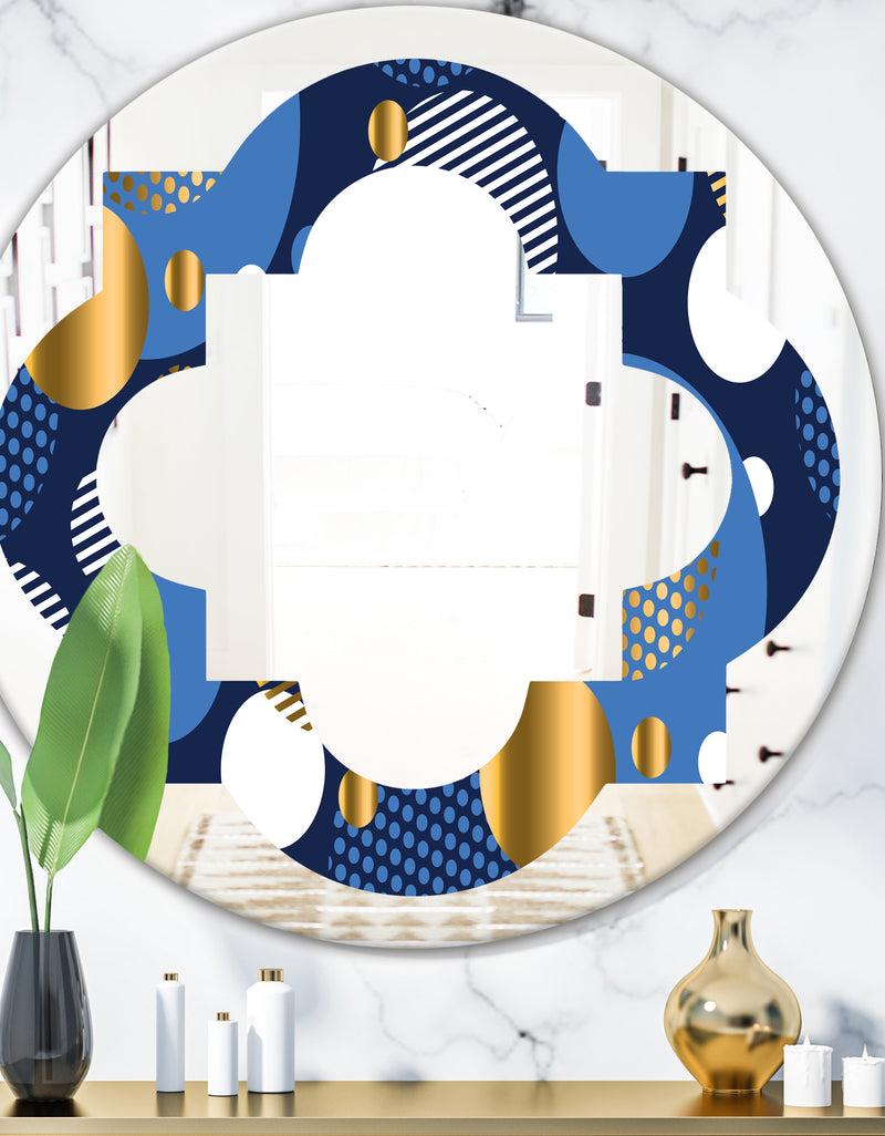 DesignQ Circular Abstract Retro Geometric XI - Modern Round or Oval Wall Mirror - Quatrefoil