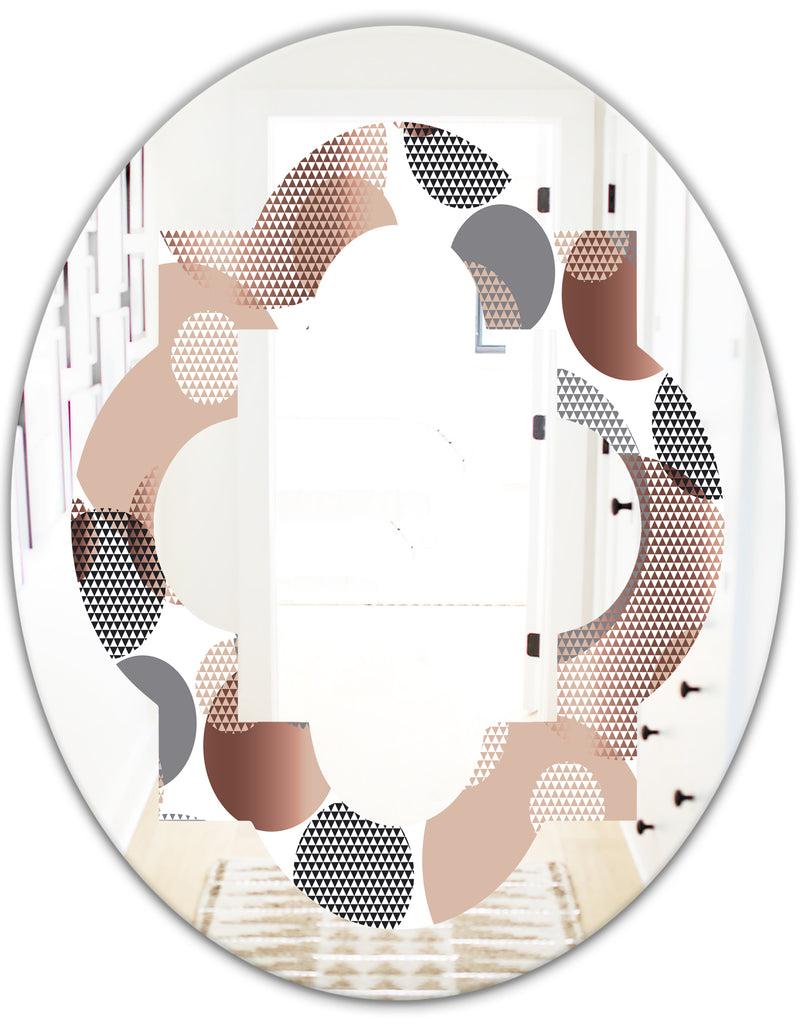 DesignQ Circular Abstract Retro Geometric XIII - Modern Round Or Oval Wall Mirror - Quatrefoil