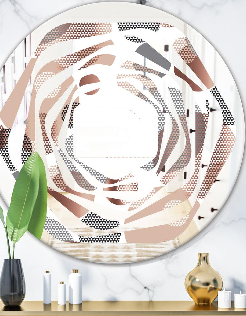 DesignQ Circular Abstract Retro Geometric XIII - Modern Round or Oval Wall Mirror - Whirl