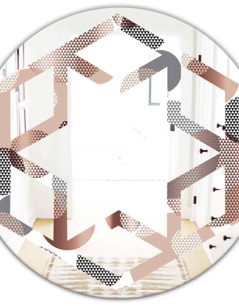 DesignQ Circular Abstract Retro Geometric XIII - Modern Round Or Oval Wall Mirror - Hexagon Star