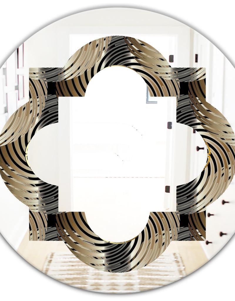 DesignQ Circular Geometric Retro Abstract I - Modern Round Or Oval Wall Mirror - Quatrefoil