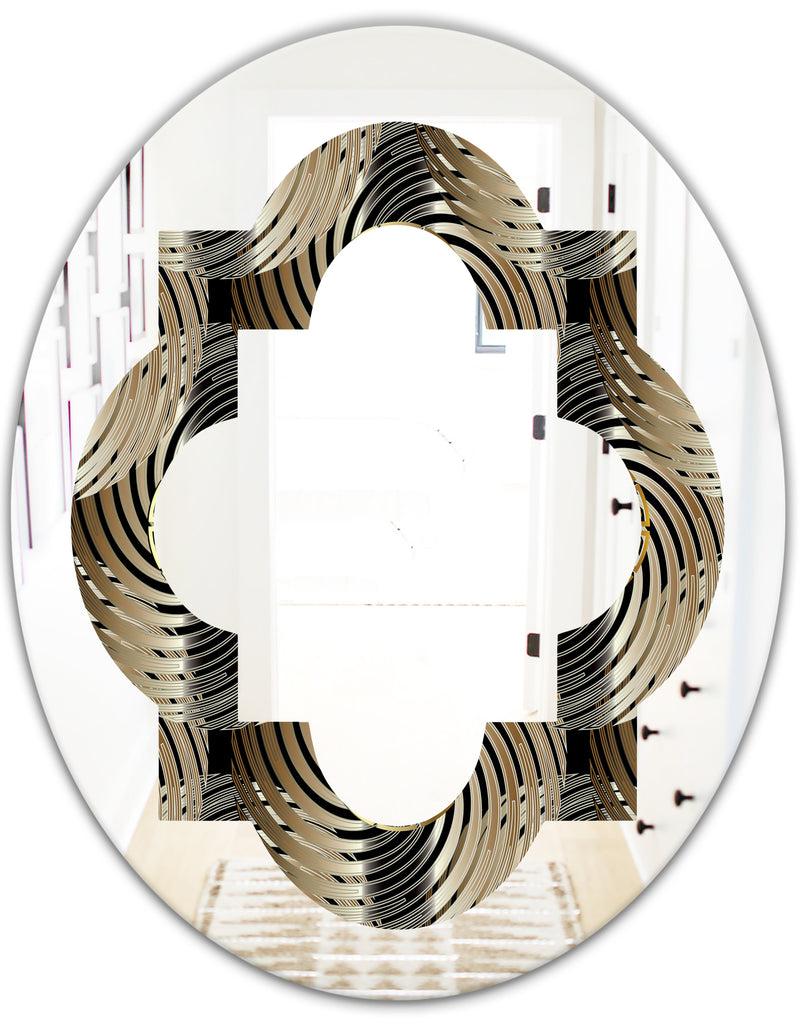 DesignQ Circular Geometric Retro Abstract I - Modern Round Or Oval Wall Mirror - Quatrefoil