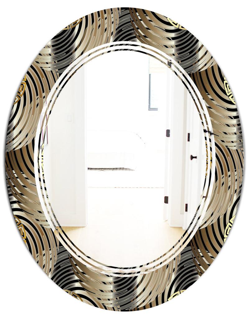 DesignQ Circular Geometric Retro Abstract I - Modern Round Or Oval Wall Mirror - Triple C