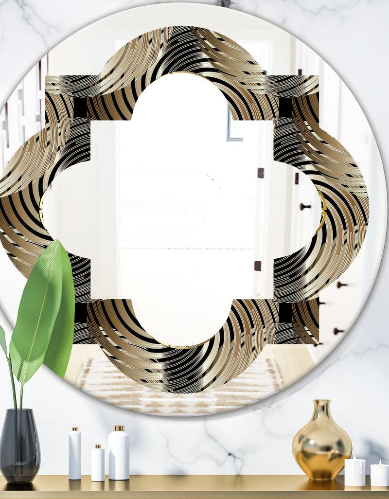 DesignQ Circular Geometric Retro Abstract I - Modern Round or Oval Wall Mirror - Quatrefoil