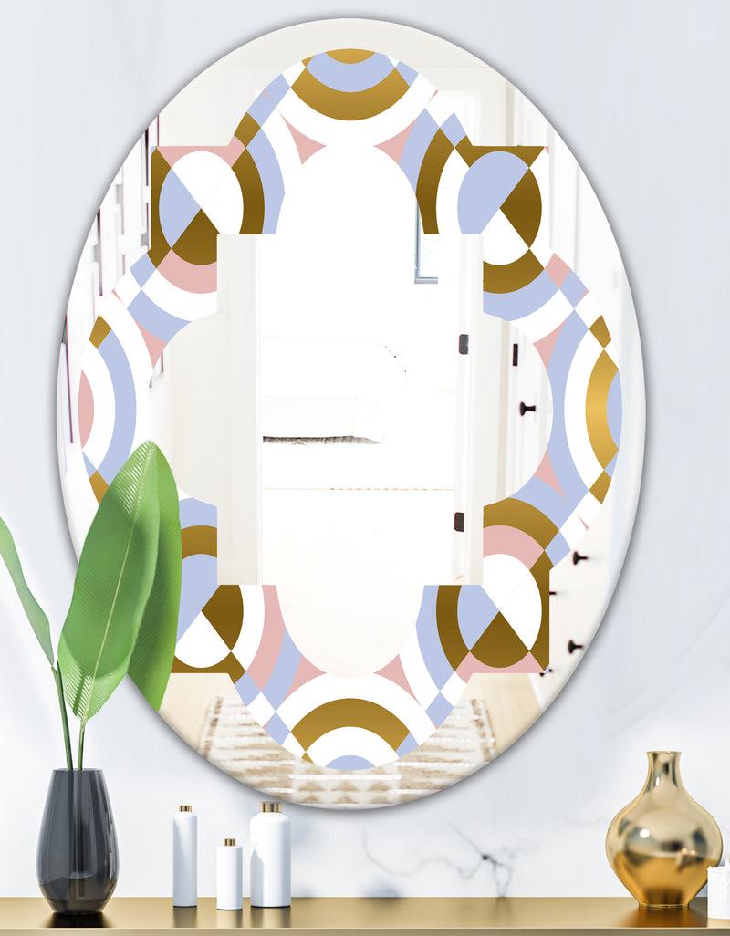 DesignQ Circular Geometric Shapes Pattern - Modern Round Or Oval Wall Mirror - Quatrefoil