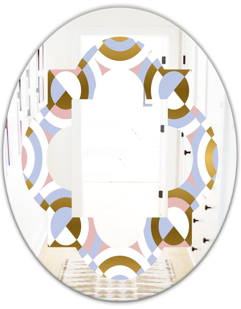 DesignQ Circular Geometric Shapes Pattern - Modern Round Or Oval Wall Mirror - Quatrefoil