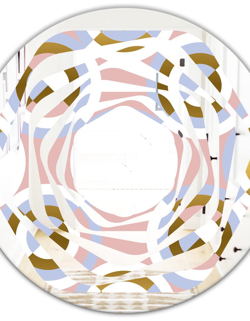 DesignQ Circular Geometric Shapes Pattern - Modern Round Or Oval Wall Mirror - Whirl