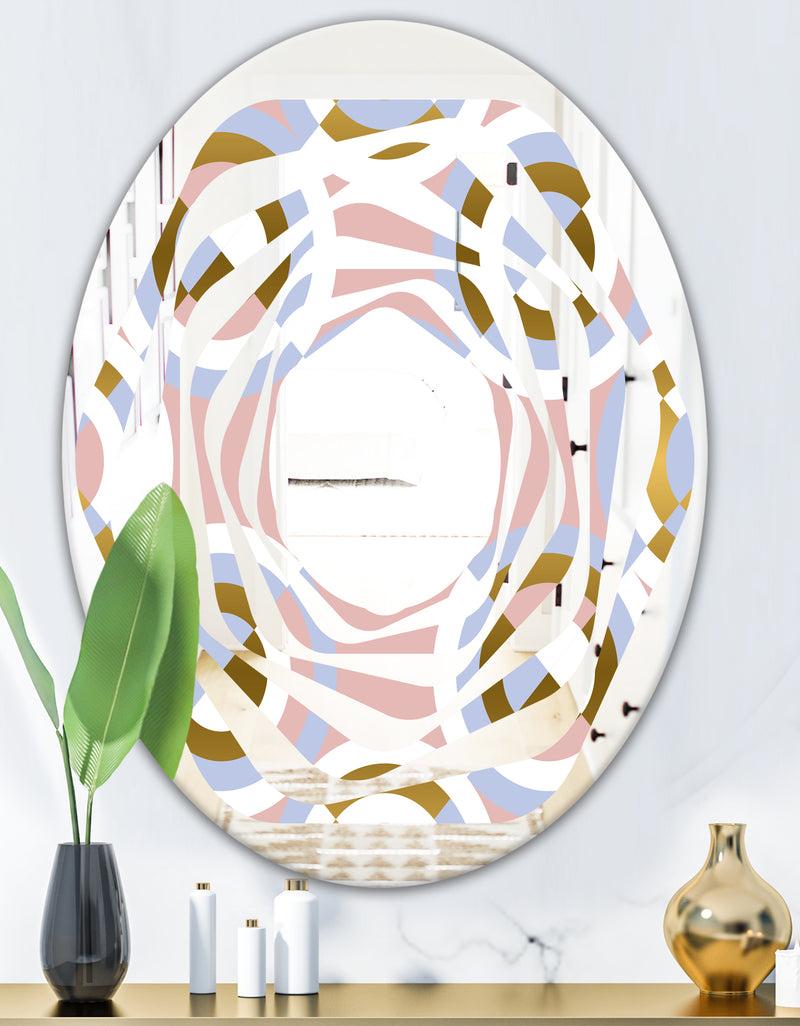 DesignQ Circular Geometric Shapes Pattern - Modern Round Or Oval Wall Mirror - Whirl