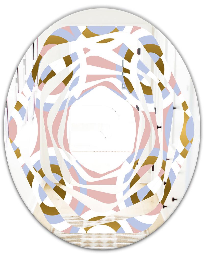 DesignQ Circular Geometric Shapes Pattern - Modern Round Or Oval Wall Mirror - Whirl