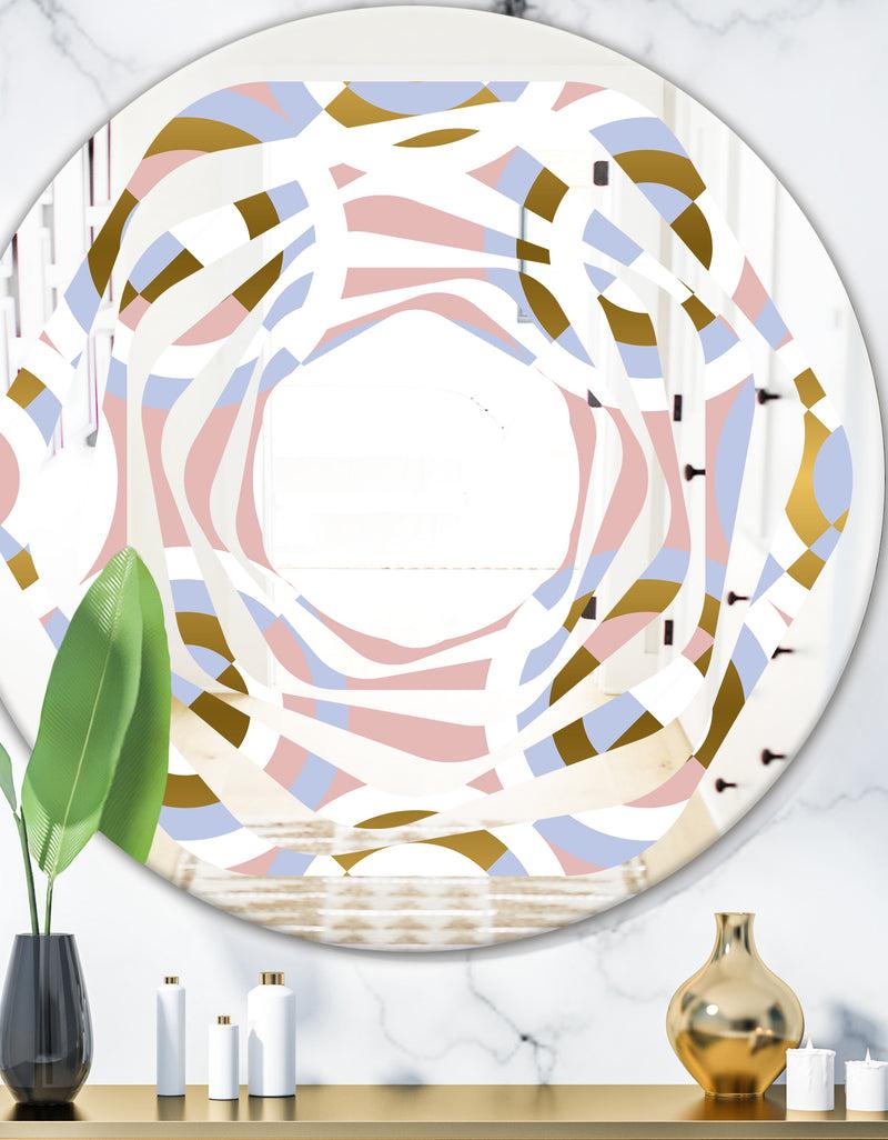 DesignQ Circular geometric shapes pattern - Modern Round or Oval Wall Mirror - Whirl