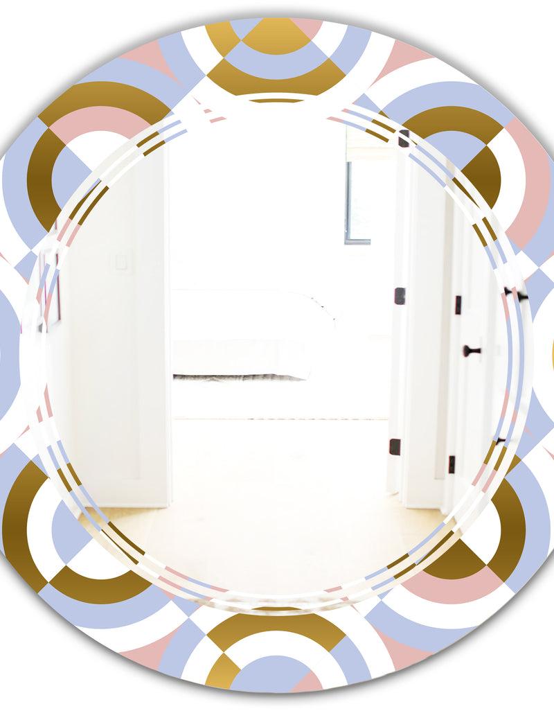 DesignQ Circular Geometric Shapes Pattern - Modern Round Or Oval Wall Mirror - Triple C