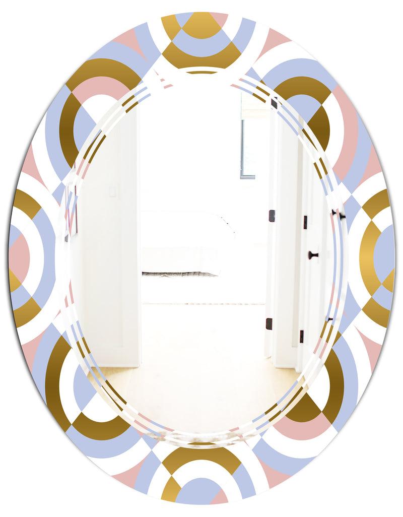 DesignQ Circular Geometric Shapes Pattern - Modern Round Or Oval Wall Mirror - Triple C