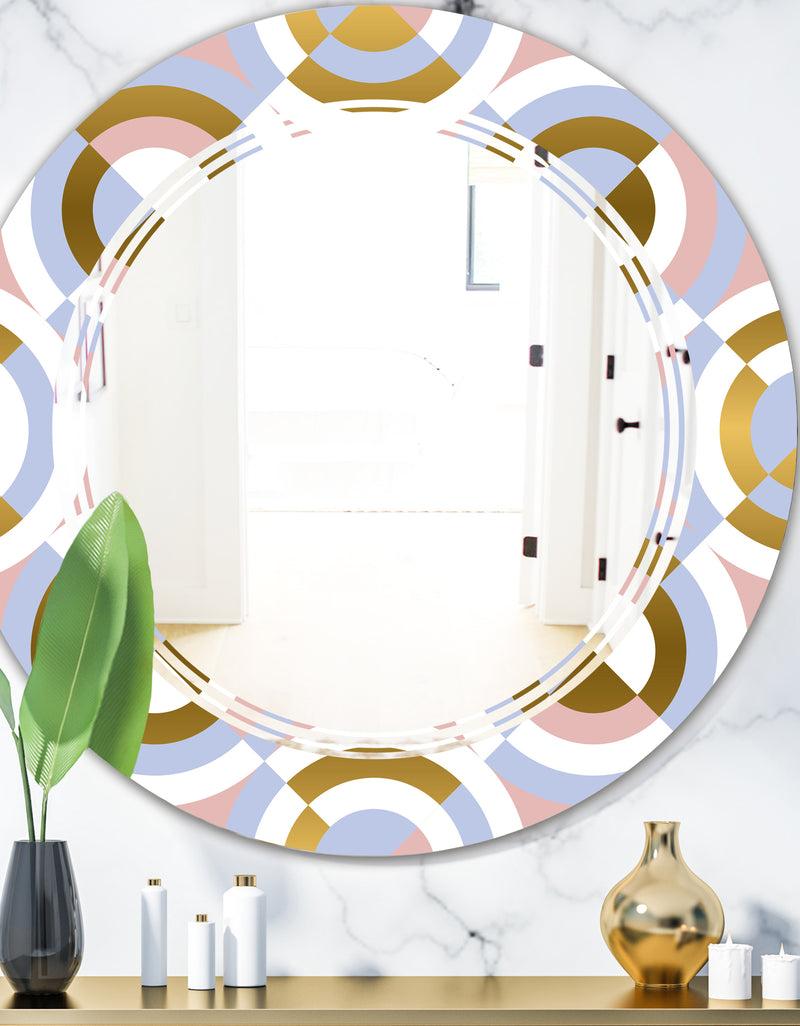 DesignQ Circular geometric shapes pattern - Modern Round or Oval Wall Mirror - Triple C