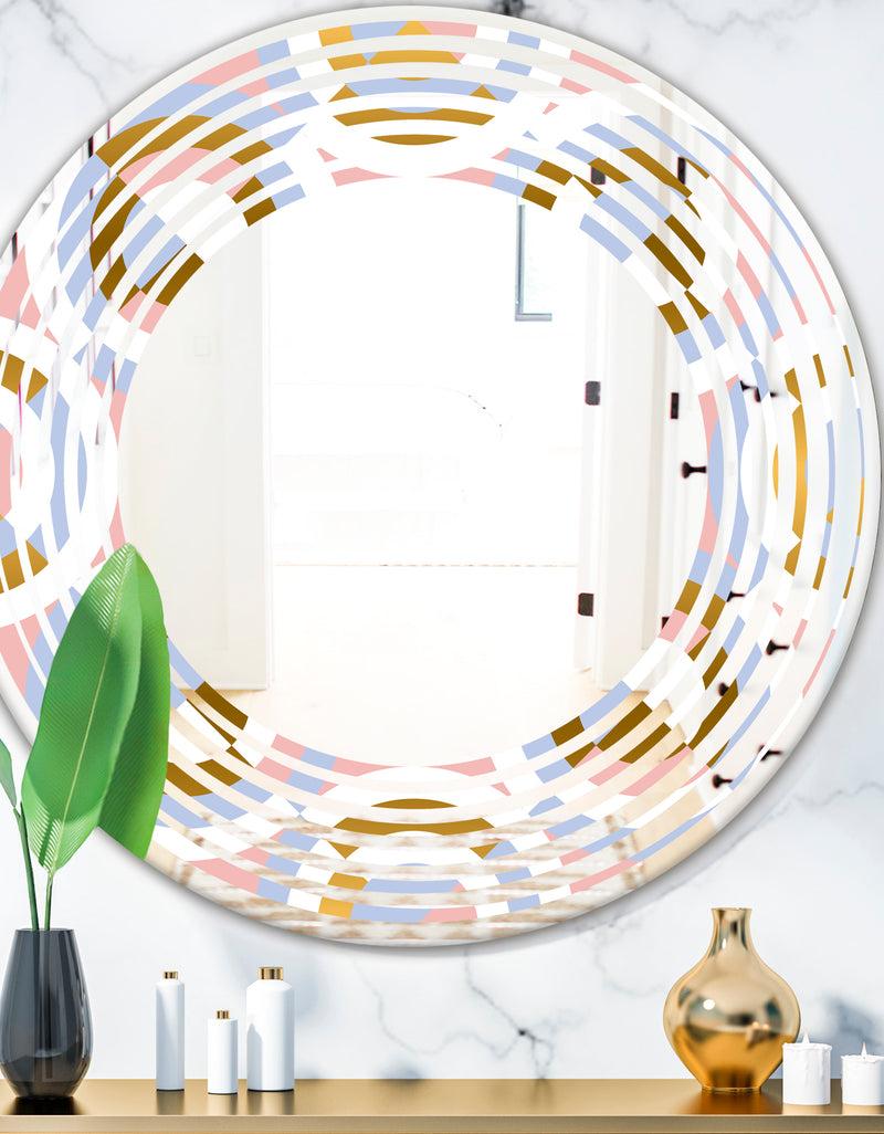 DesignQ Circular geometric shapes pattern - Modern Round or Oval Wall Mirror - Wave