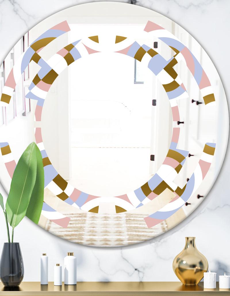 DesignQ Circular geometric shapes pattern - Modern Round or Oval Wall Mirror - Space
