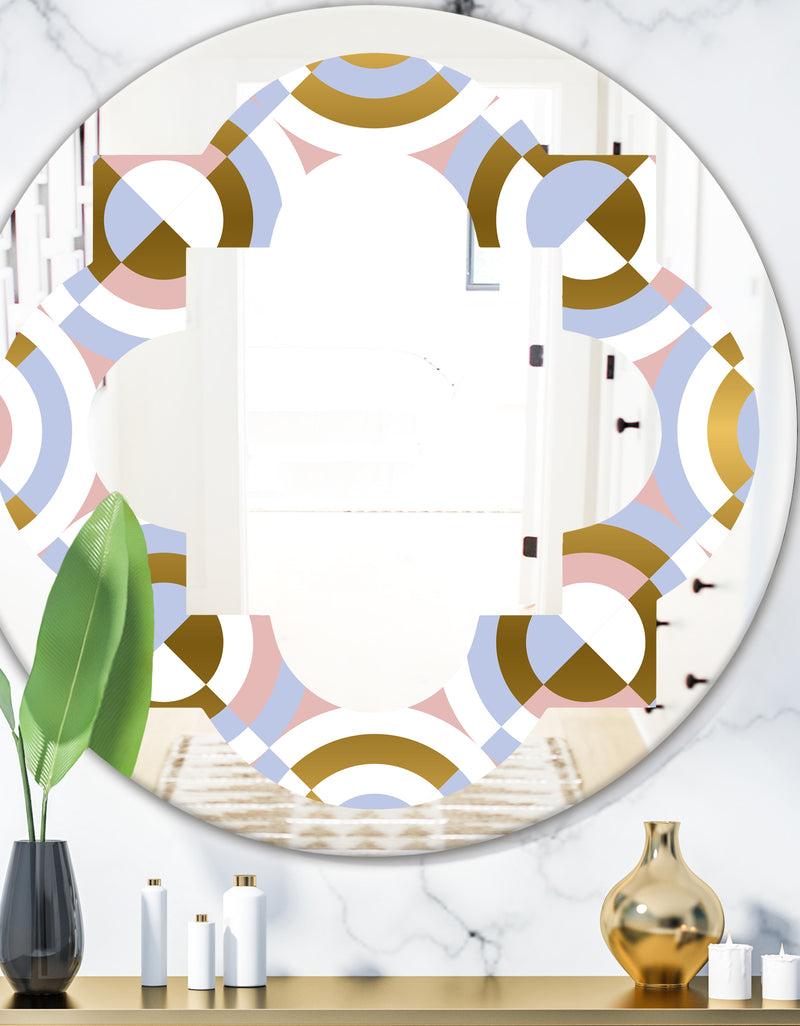 DesignQ Circular geometric shapes pattern - Modern Round or Oval Wall Mirror - Quatrefoil