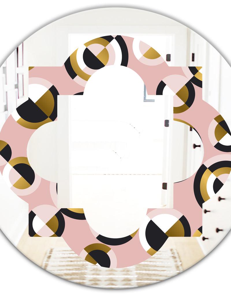 DesignQ Circular Geometric Shapes Retro Pattern - Modern Round Or Oval Wall Mirror - Quatrefoil