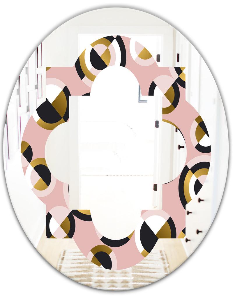 DesignQ Circular Geometric Shapes Retro Pattern - Modern Round Or Oval Wall Mirror - Quatrefoil
