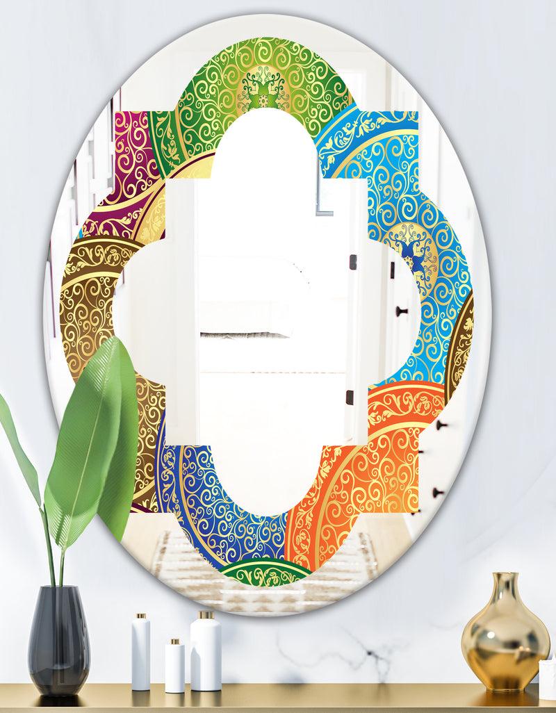 DesignQ Circular Retro Design IV - Modern Round Or Oval Wall Mirror - Quatrefoil