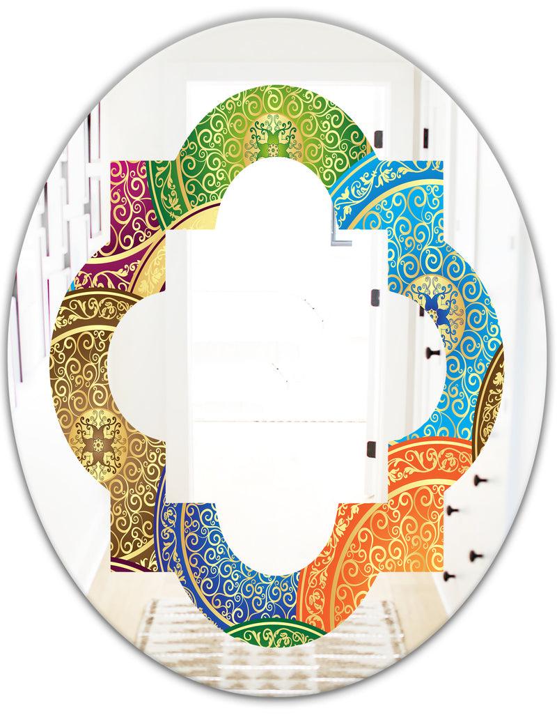 DesignQ Circular Retro Design IV - Modern Round Or Oval Wall Mirror - Quatrefoil