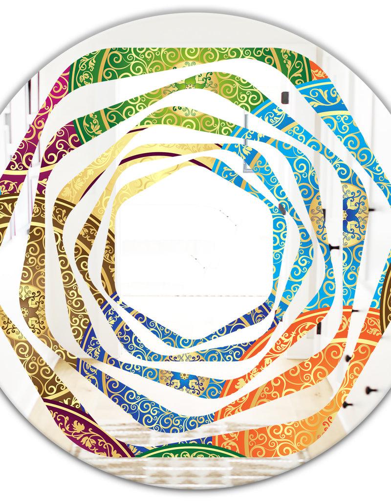 DesignQ Circular Retro Design IV - Modern Round Or Oval Wall Mirror - Whirl