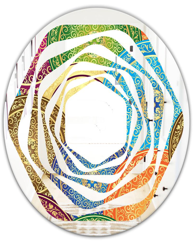 DesignQ Circular Retro Design IV - Modern Round Or Oval Wall Mirror - Whirl