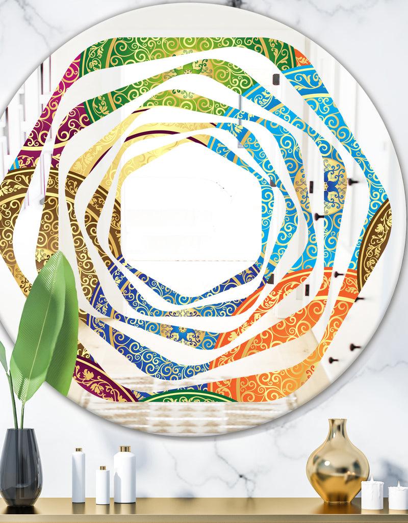 DesignQ Circular Retro Design IV - Modern Round or Oval Wall Mirror - Whirl
