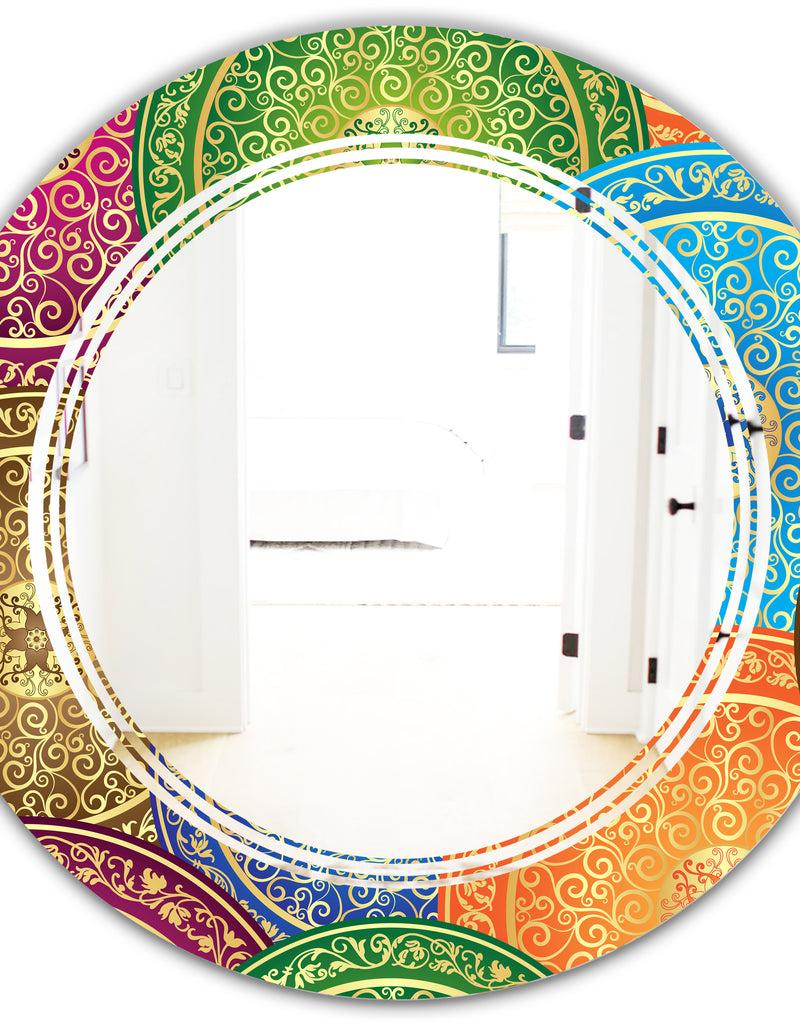 DesignQ Circular Retro Design IV - Modern Round Or Oval Wall Mirror - Triple C