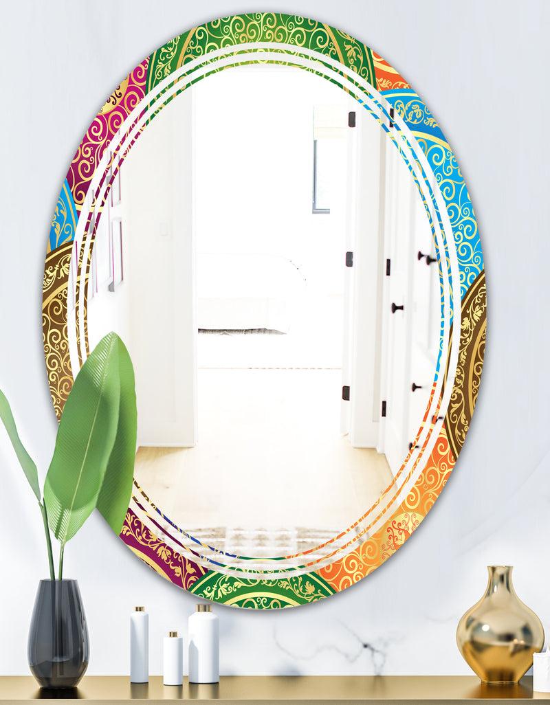 DesignQ Circular Retro Design IV - Modern Round Or Oval Wall Mirror - Triple C