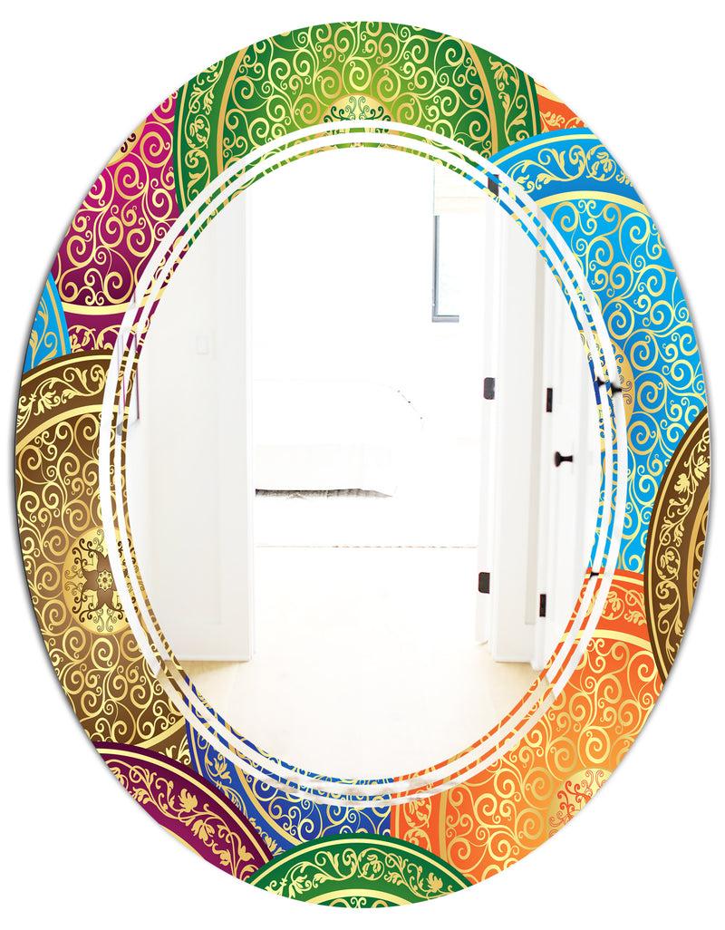 DesignQ Circular Retro Design IV - Modern Round Or Oval Wall Mirror - Triple C
