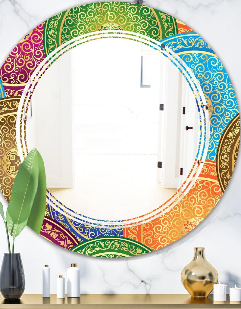 DesignQ Circular Retro Design IV - Modern Round or Oval Wall Mirror - Triple C