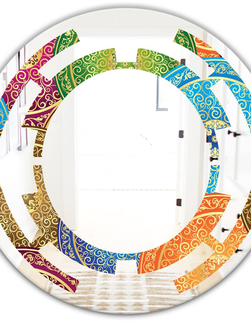 DesignQ Circular Retro Design IV - Modern Round Or Oval Wall Mirror - Space