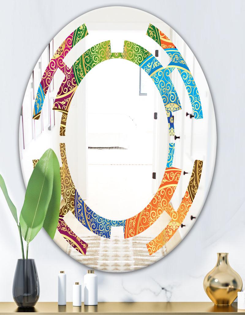 DesignQ Circular Retro Design IV - Modern Round Or Oval Wall Mirror - Space