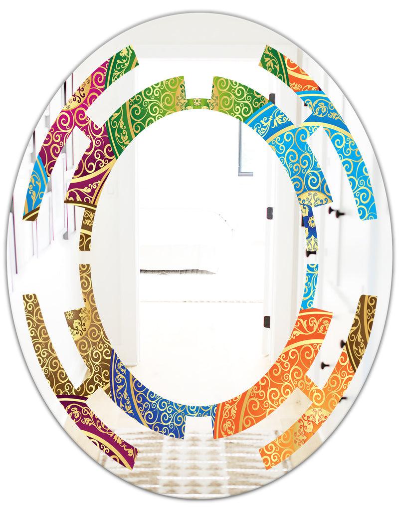 DesignQ Circular Retro Design IV - Modern Round Or Oval Wall Mirror - Space