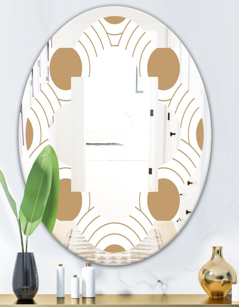 DesignQ Circular Retro Design - Modern Round Or Oval Wall Mirror - Quatrefoil