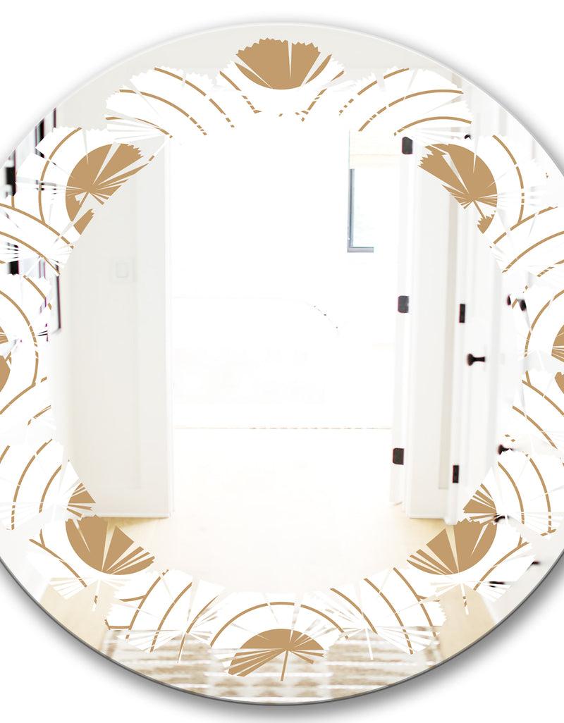 DesignQ Circular Retro Design - Modern Round Or Oval Wall Mirror - Leaves