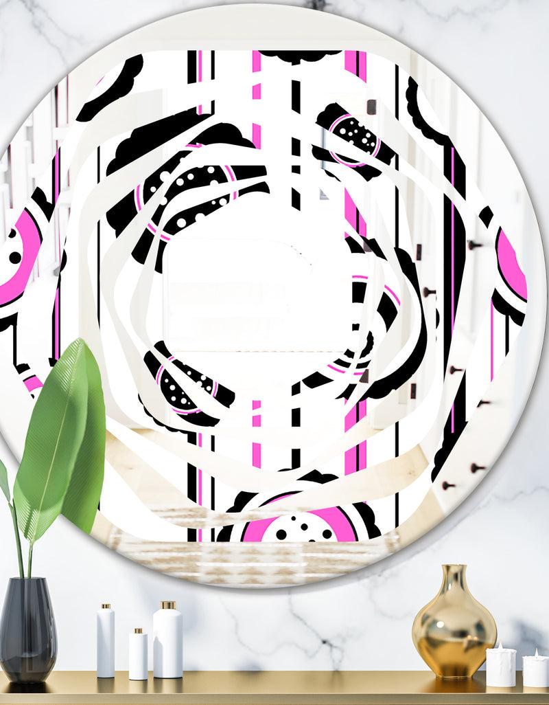 DesignQ Circular Retro Pattern I - Modern Round or Oval Wall Mirror - Whirl