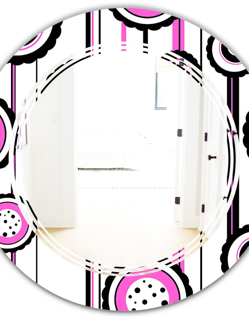 DesignQ Circular Retro Pattern I - Modern Round Or Oval Wall Mirror - Triple C