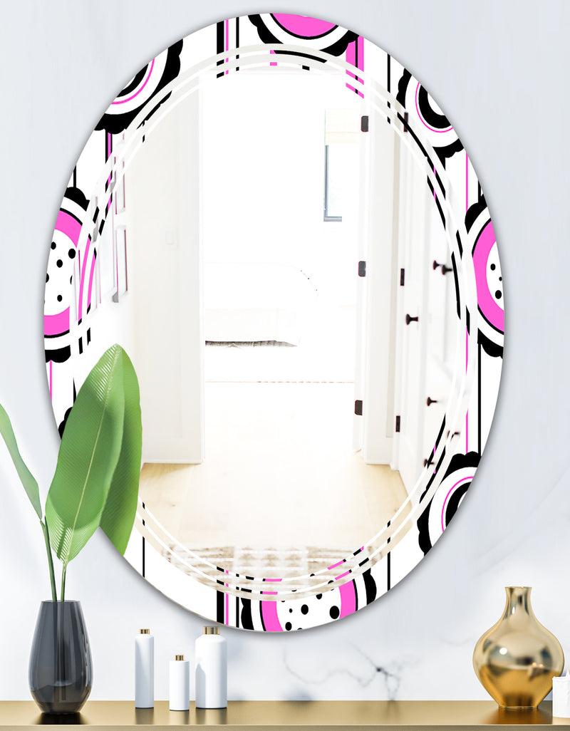 DesignQ Circular Retro Pattern I - Modern Round Or Oval Wall Mirror - Triple C