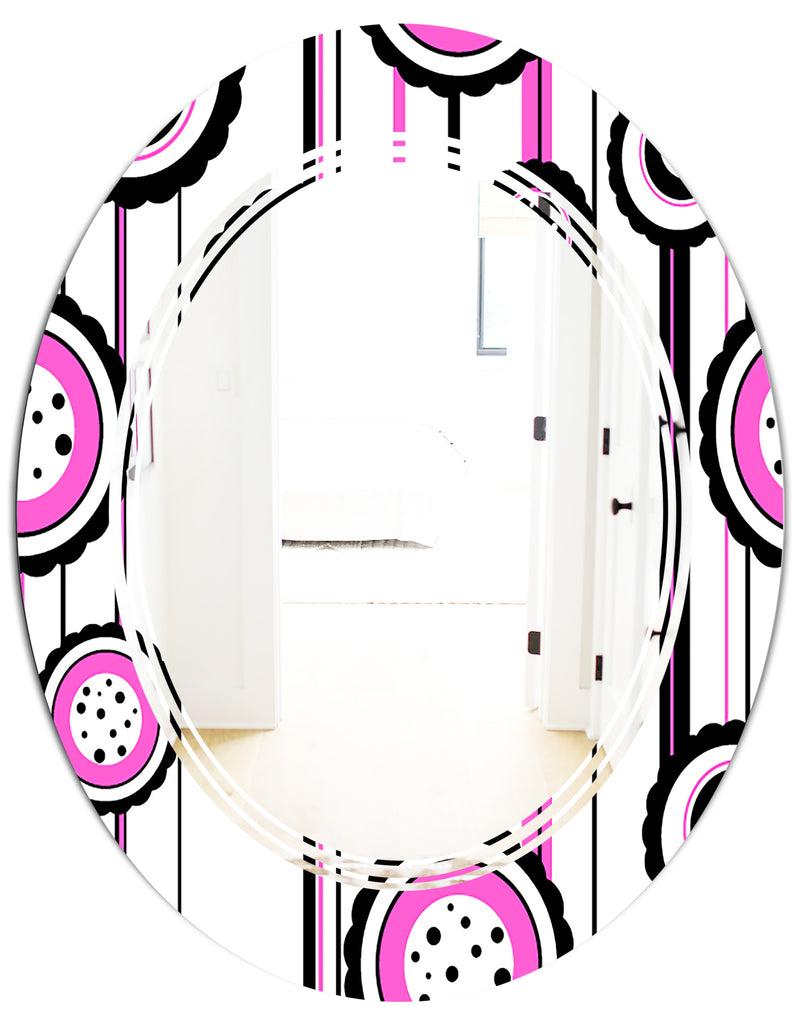 DesignQ Circular Retro Pattern I - Modern Round Or Oval Wall Mirror - Triple C