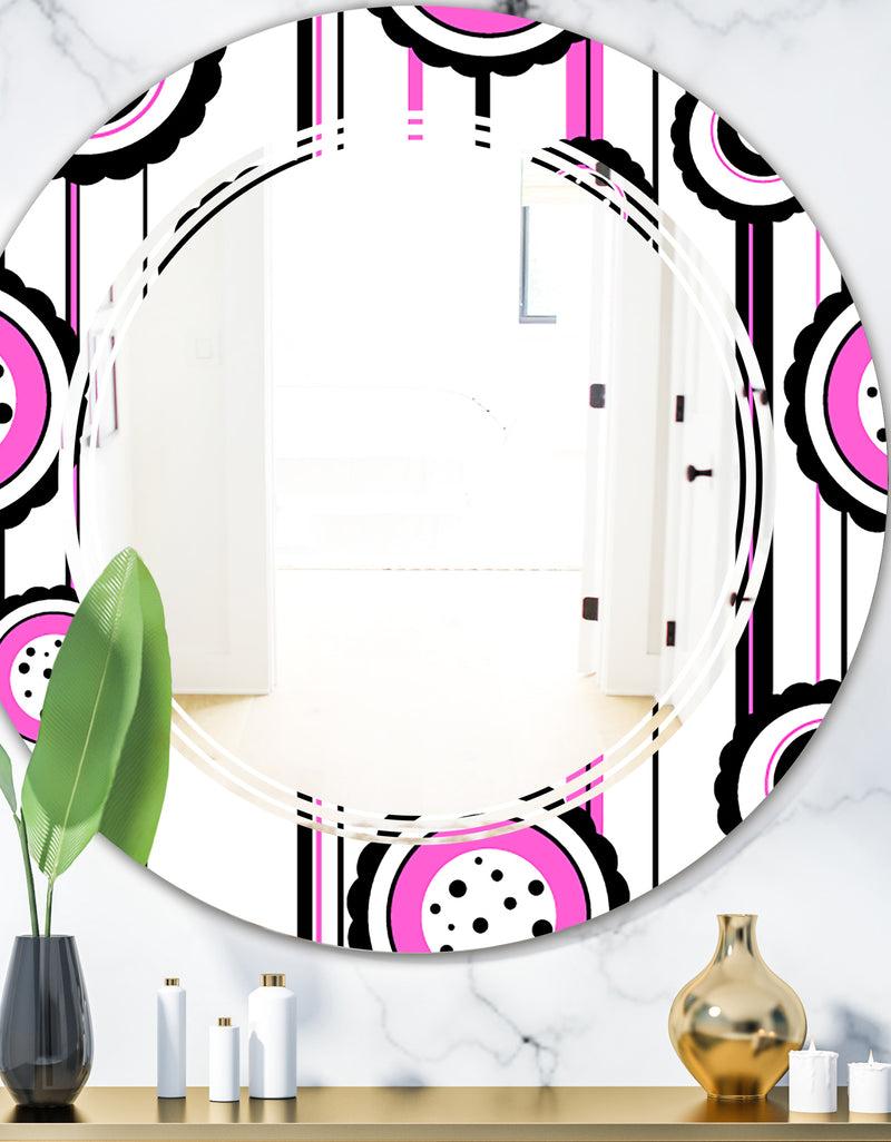 DesignQ Circular Retro Pattern I - Modern Round or Oval Wall Mirror - Triple C