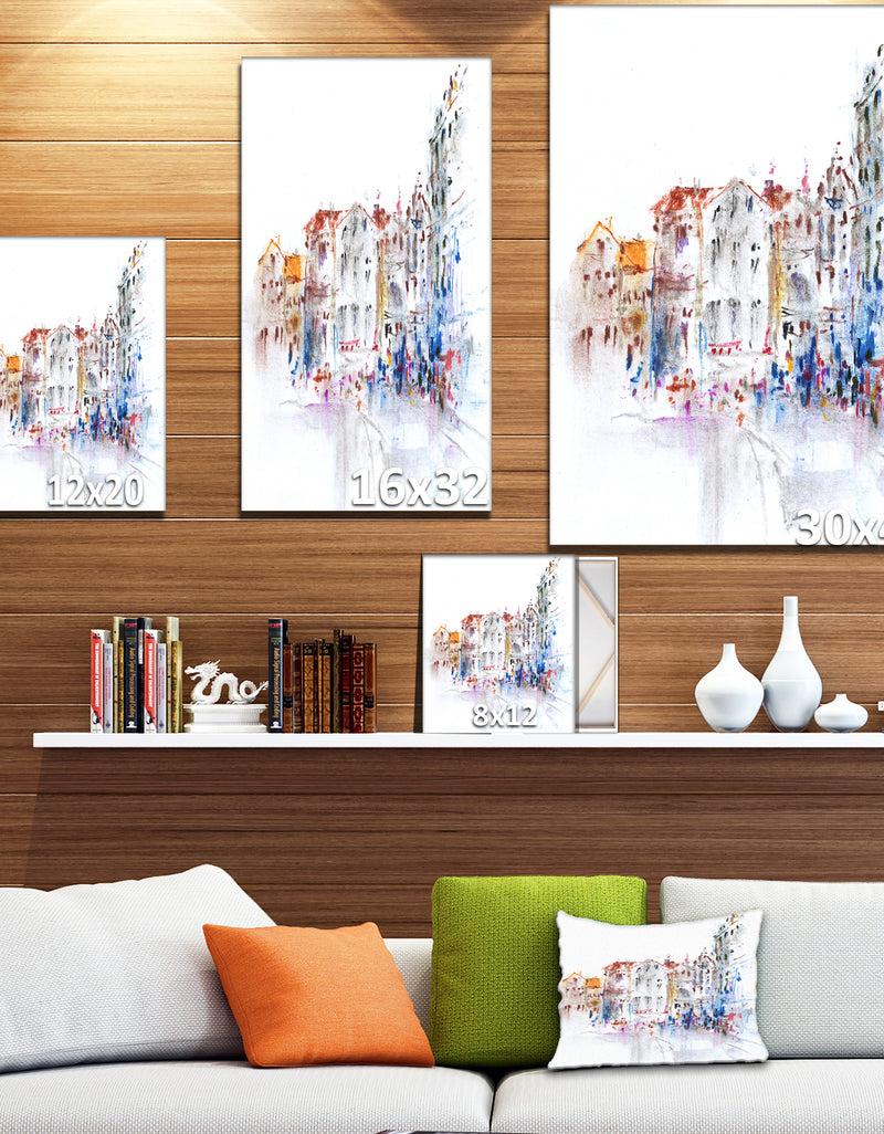 DesignQ City And People - Cityscapes Painting Print On Wrapped Canvas